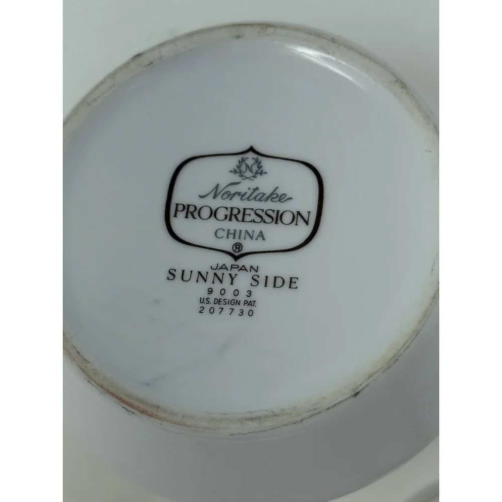 Noritake Progression Sunnyside 9003 Ceramic Sugar Bowl,‎ Lid & Creamer VTG EUC